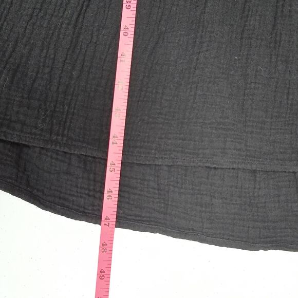 Madewell Dress Size 8 Black Lightspun Gauze Tiered Button Front Midi Pockets - Picture 16 of 16